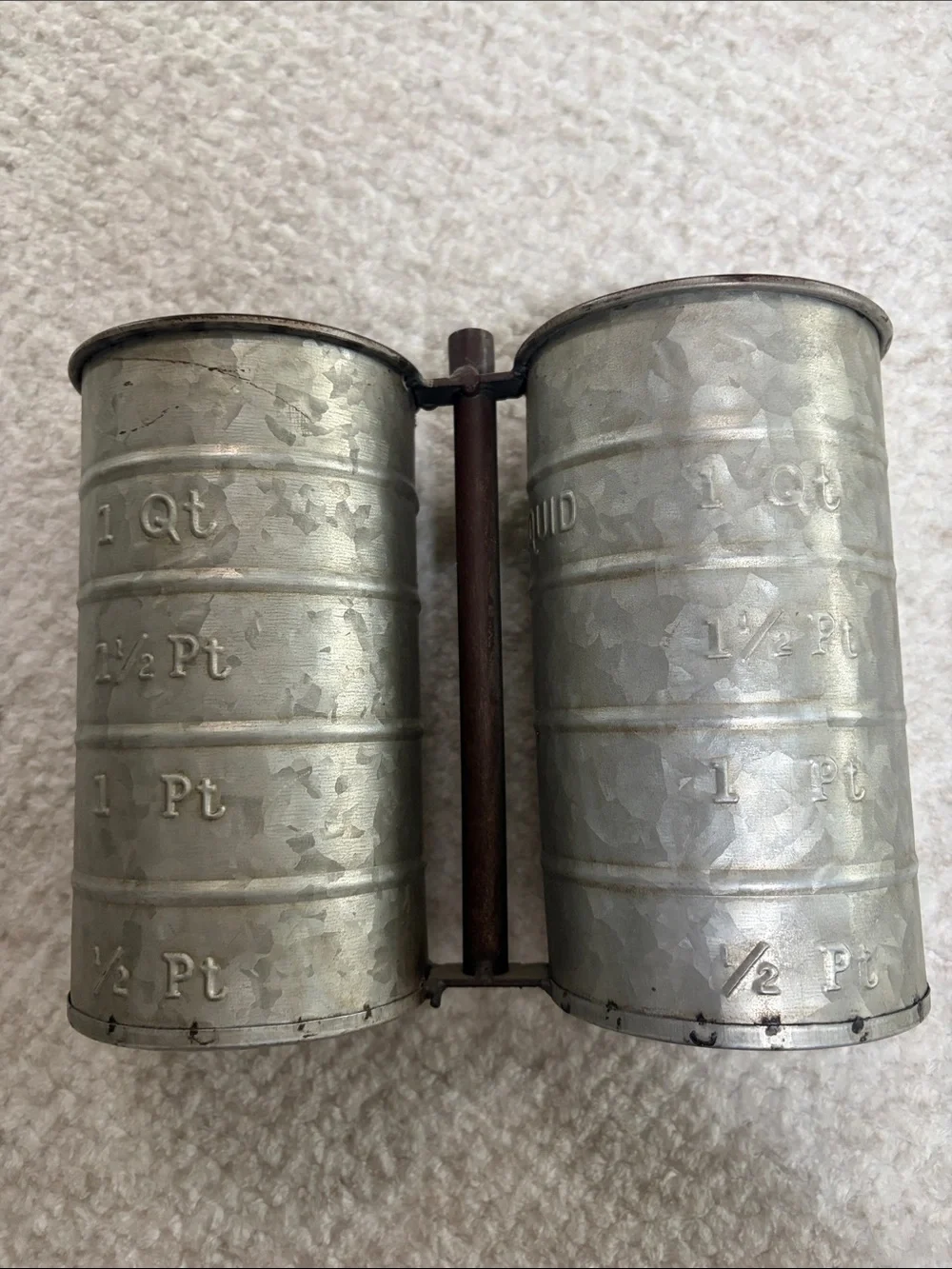 Galvanized Double Tumbler Organizer Holder - Vintage Metal Finish